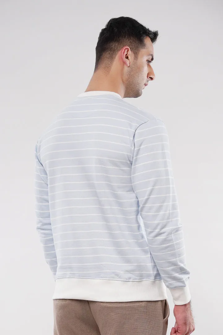Striped Terry Sweatshirt - Sky Blue