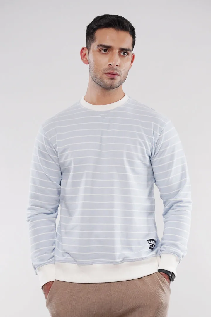 Striped Terry Sweatshirt - Sky Blue