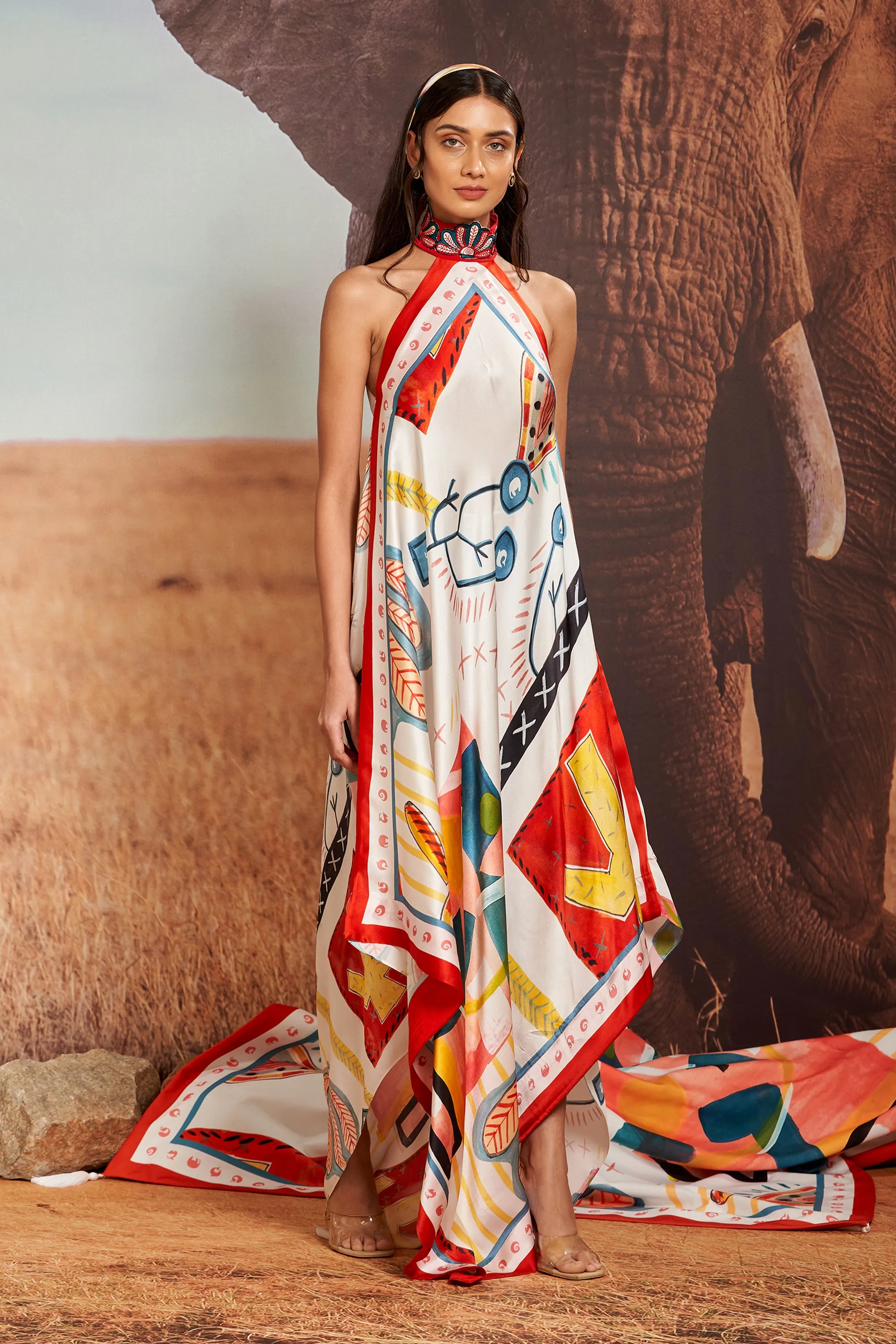 Surocco Silk Flute Dress with Shellace Skein