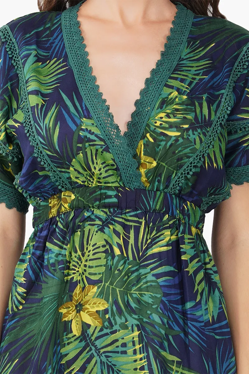 Tropical Green Mini Dress