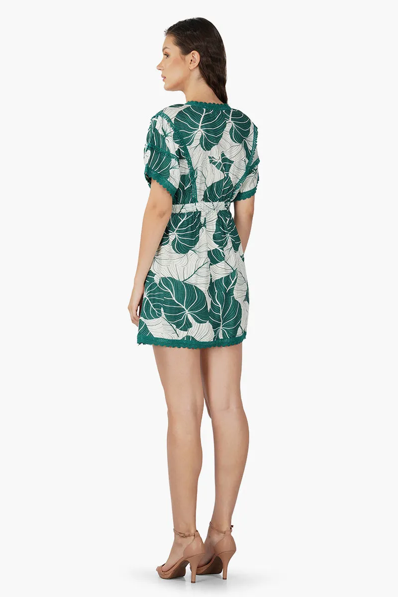 Tropical Leaf Short Dress
