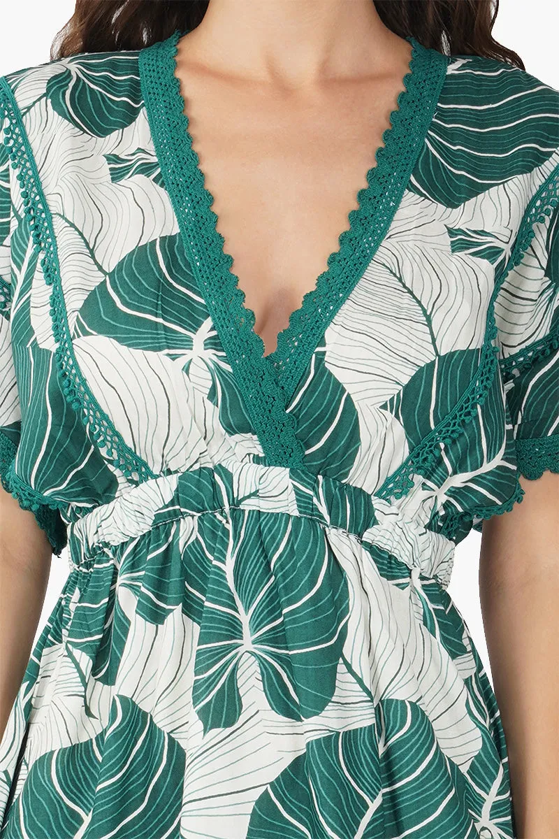 Tropical Leaf Short Dress