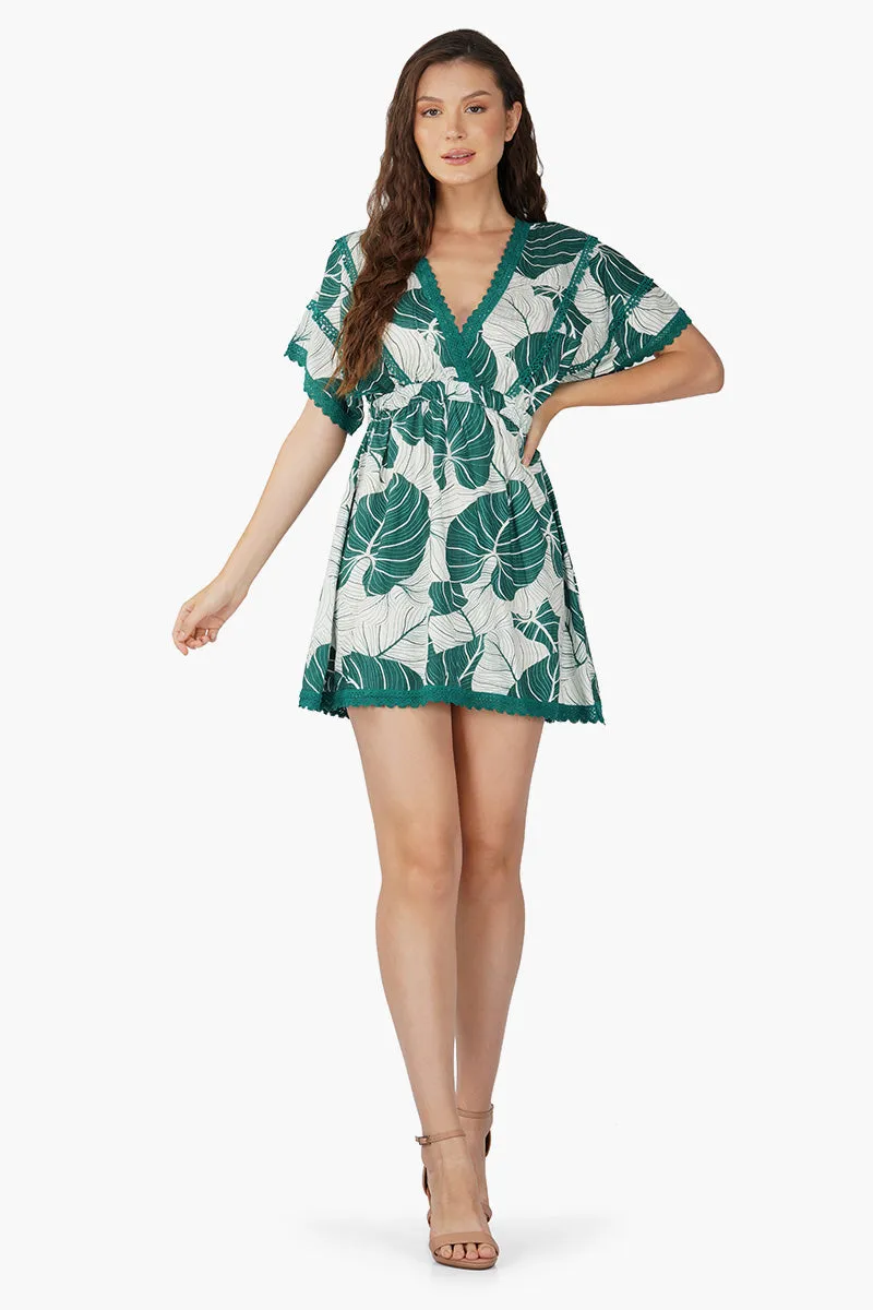 Tropical Leaf Short Dress