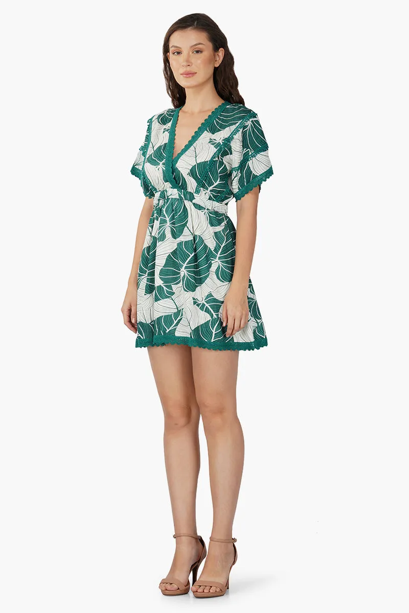 Tropical Leaf Short Dress