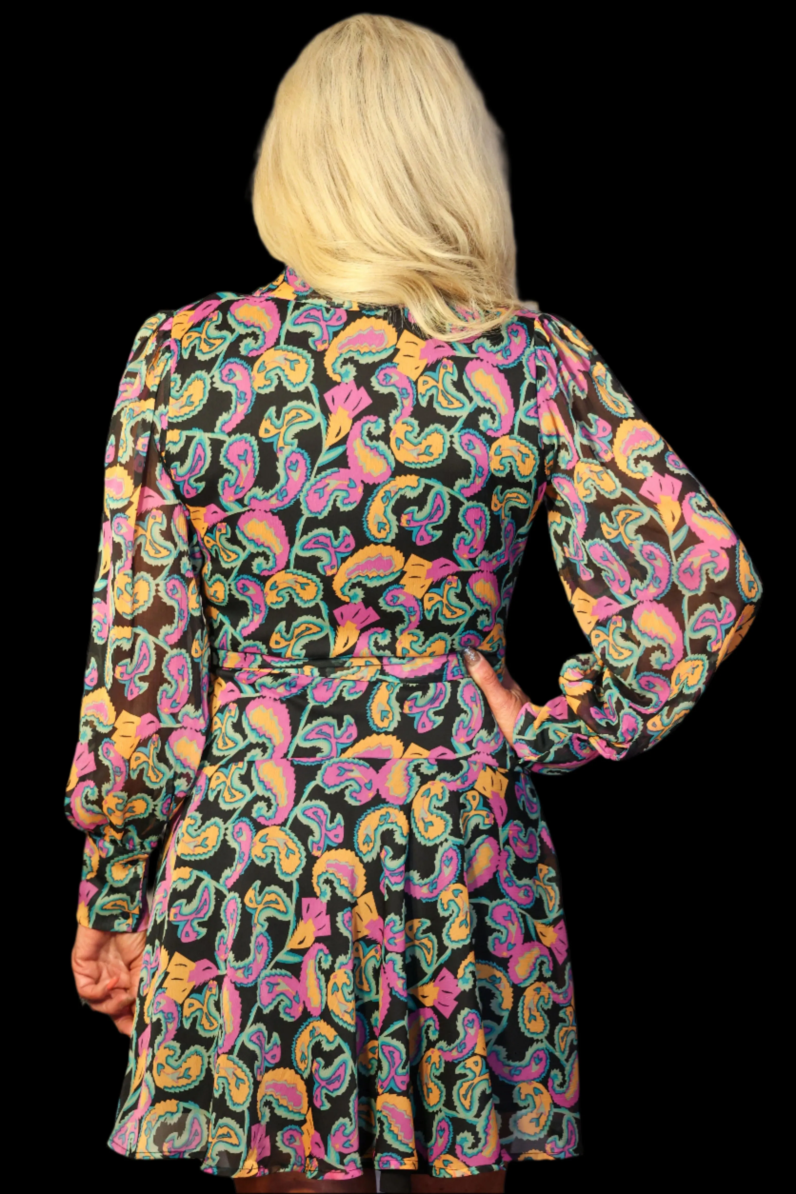 Wild Pony Short Wrap Dress With Multicolored Paisley Print