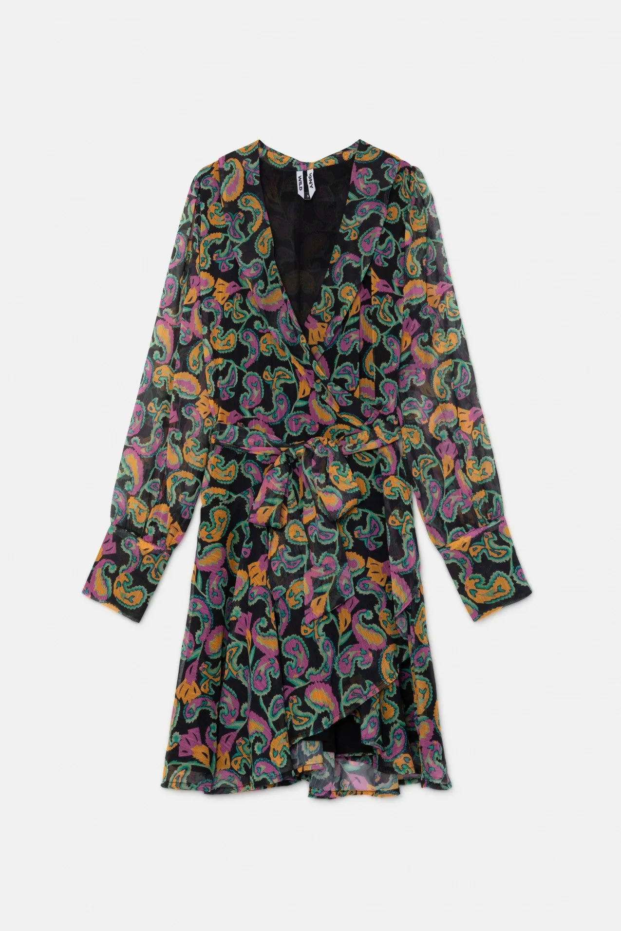 Wild Pony Short Wrap Dress With Multicolored Paisley Print