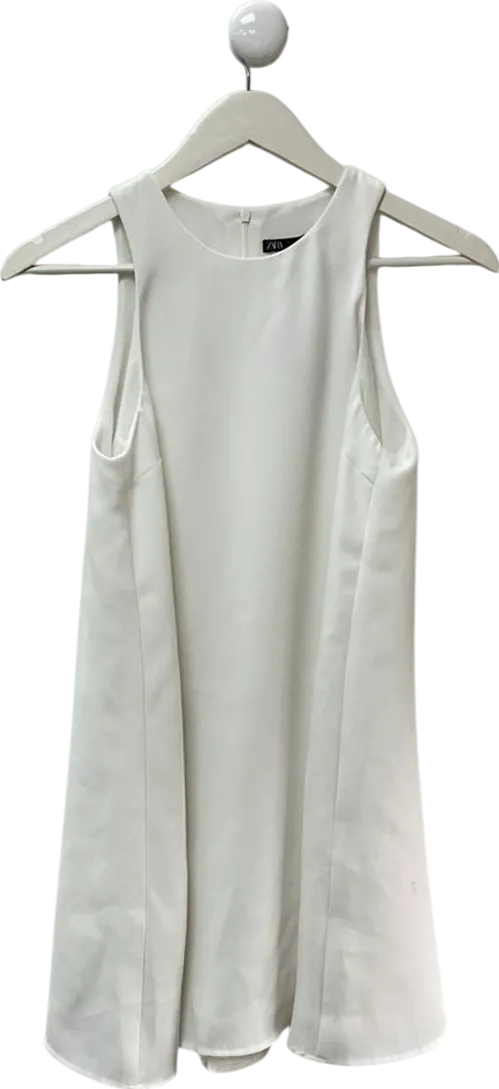 ZARA White Plain Tank Dress With Built In Shorts UK S